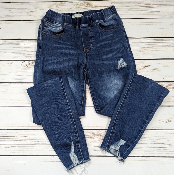 Grace & Lace Distressed Mid Rise Jeggings - Picture 1 of 8